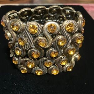 Bombay Gold-Tone Bracelet with Yellow Rhinestones